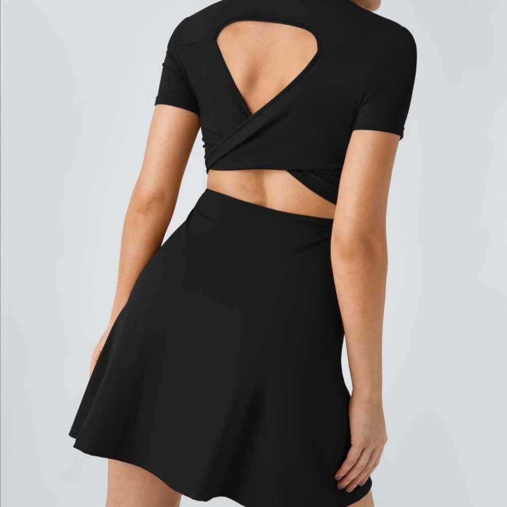 HALARA Black Mini Fit and Flare Dress with Cutout Design - Picture 4 of 7